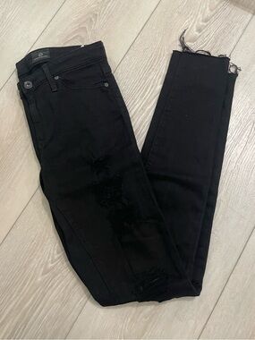 AG Adriano Goldschmied Black Distressed Skinny Jeans